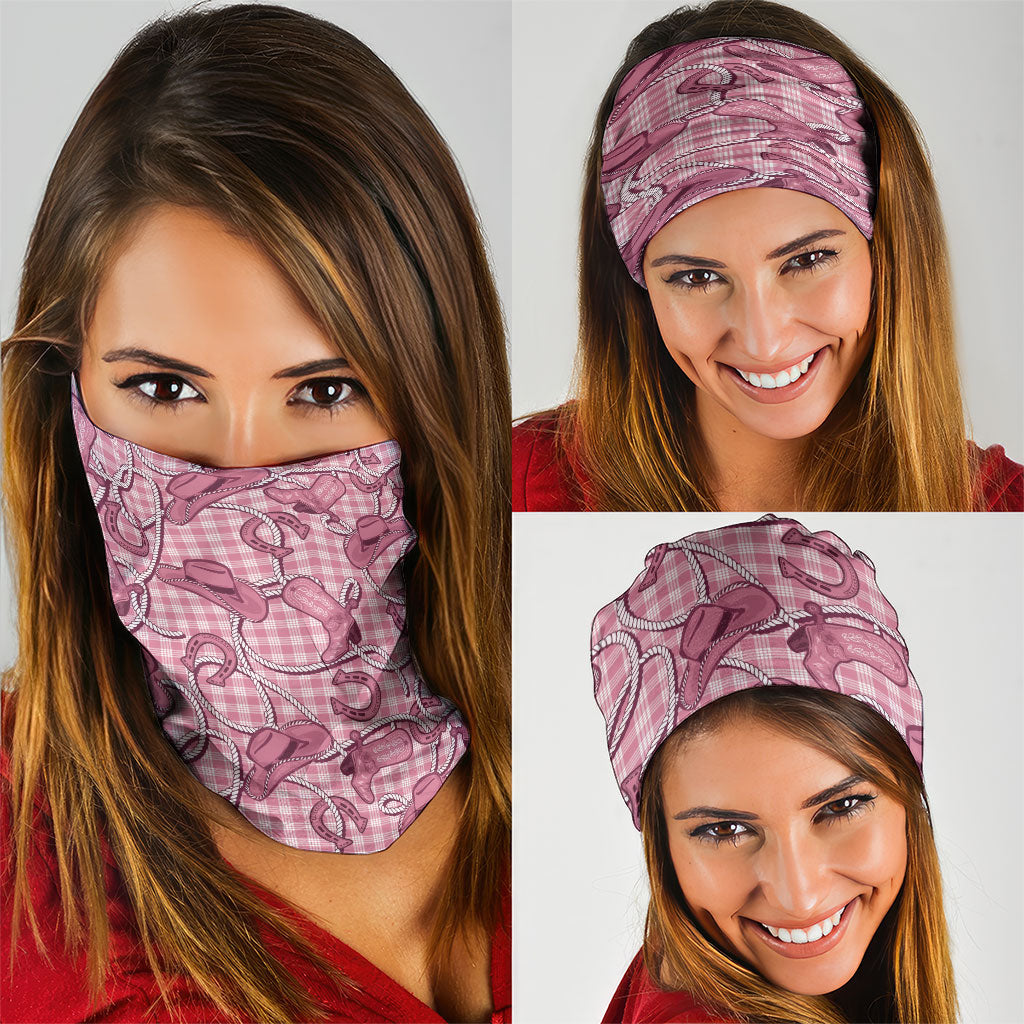 Pink Hawaii Palaka Cowboy Neck Gaiter Hawaiian Paniolo Festival Spirit LT19 - Polynesian Pride