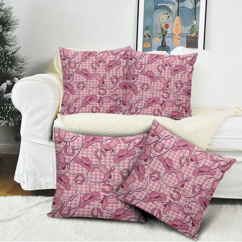 Pink Hawaii Palaka Cowboy Pillow Cover Hawaiian Paniolo Festival Spirit LT19 - Polynesian Pride