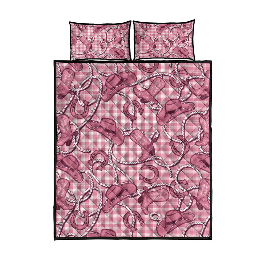 Pink Hawaii Palaka Cowboy Quilt Bed Set Hawaiian Paniolo Festival Spirit LT19 - Polynesian Pride