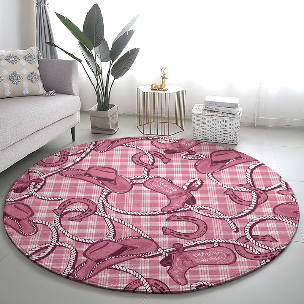 Pink Hawaii Palaka Cowboy Round Carpet Hawaiian Paniolo Festival Spirit LT19 - Polynesian Pride