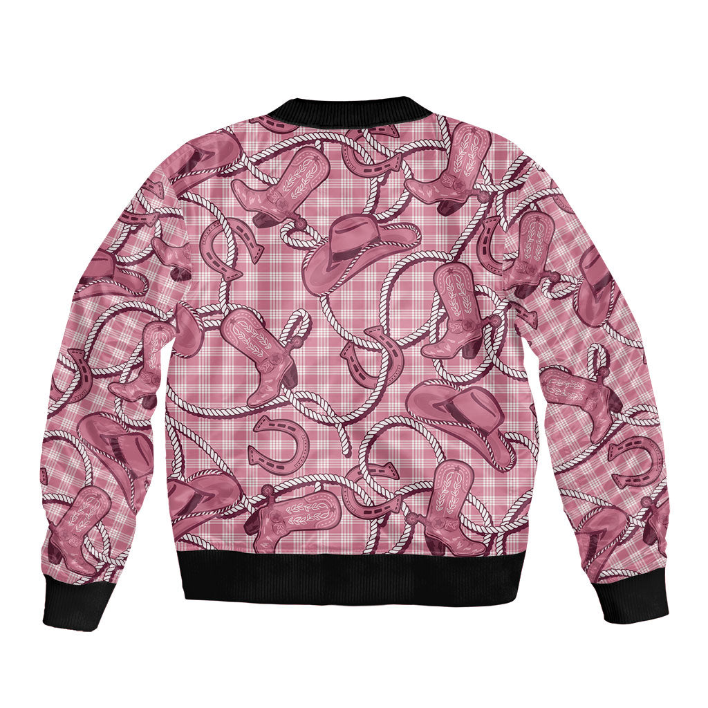 Pink Hawaii Palaka Cowboy Sleeve Zip Bomber Jacket Hawaiian Paniolo Festival Spirit LT19 - Polynesian Pride