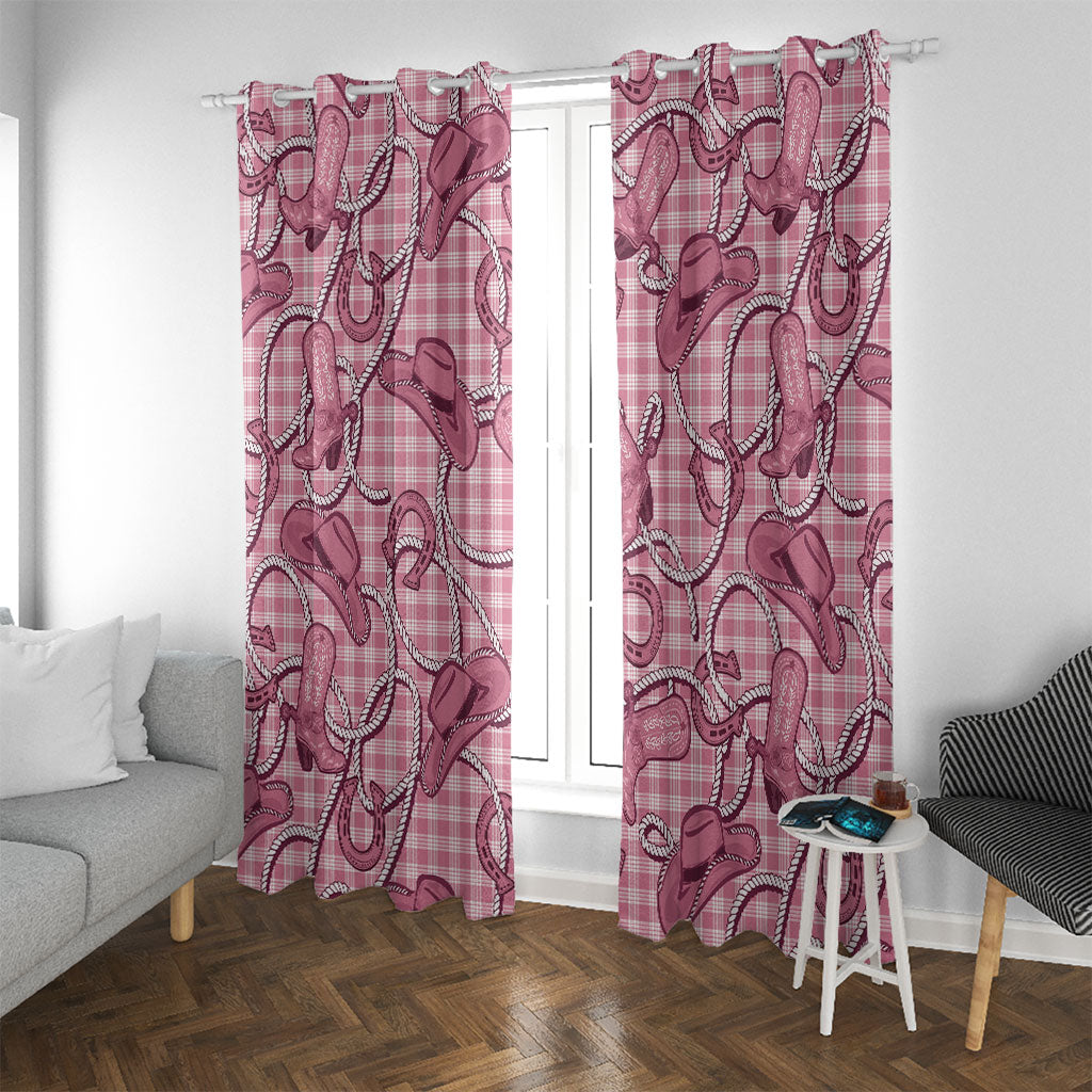 Pink Hawaii Palaka Cowboy Window Curtain Hawaiian Paniolo Festival Spirit LT19 With Grommets Pink - Polynesian Pride