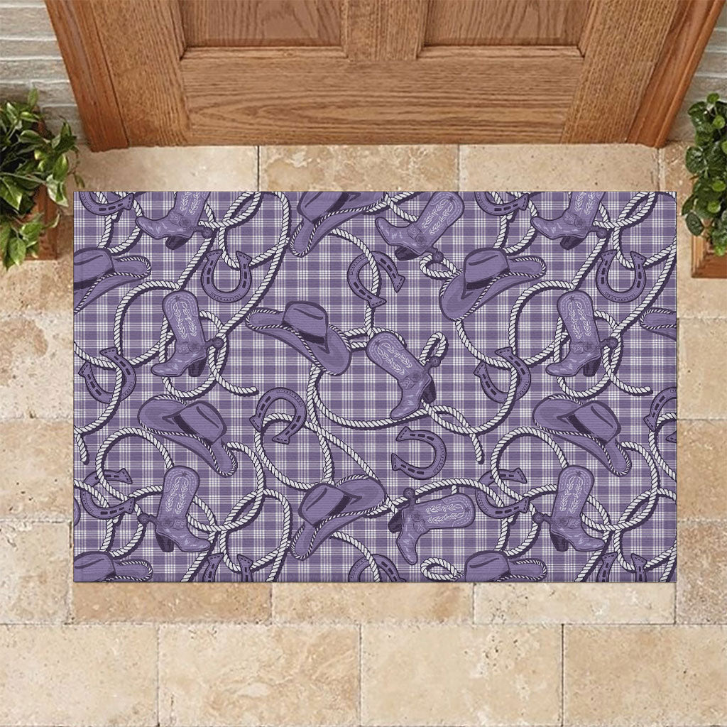 Purple Hawaii Palaka Cowboy Rubber Doormat Hawaiian Paniolo Festival Spirit LT19 Purple - Polynesian Pride