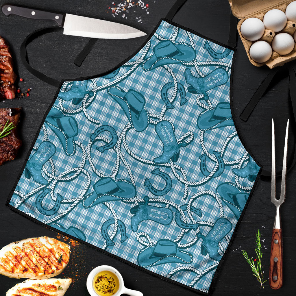 Blue Hawaii Palaka Cowboy Apron Hawaiian Paniolo Festival Spirit LT19 Blue - Polynesian Pride