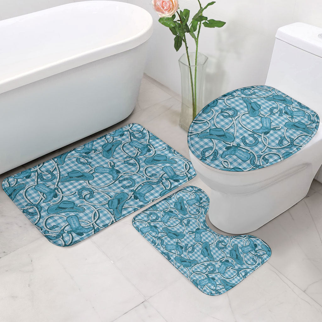 Blue Hawaii Palaka Cowboy Bathroom Set Hawaiian Paniolo Festival Spirit LT19 - Polynesian Pride