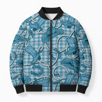 Blue Hawaii Palaka Cowboy Bomber Puffer Jacket Hawaiian Paniolo Festival Spirit LT19 Unisex Blue - Polynesian Pride
