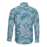 Blue Hawaii Palaka Cowboy Long Sleeve Button Shirt Hawaiian Paniolo Festival Spirit LT19 - Polynesian Pride
