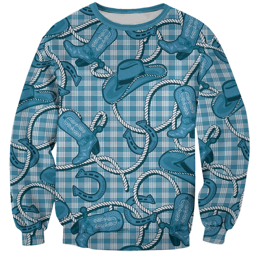 Blue Hawaii Palaka Cowboy Sweatshirt Hawaiian Paniolo Festival Spirit