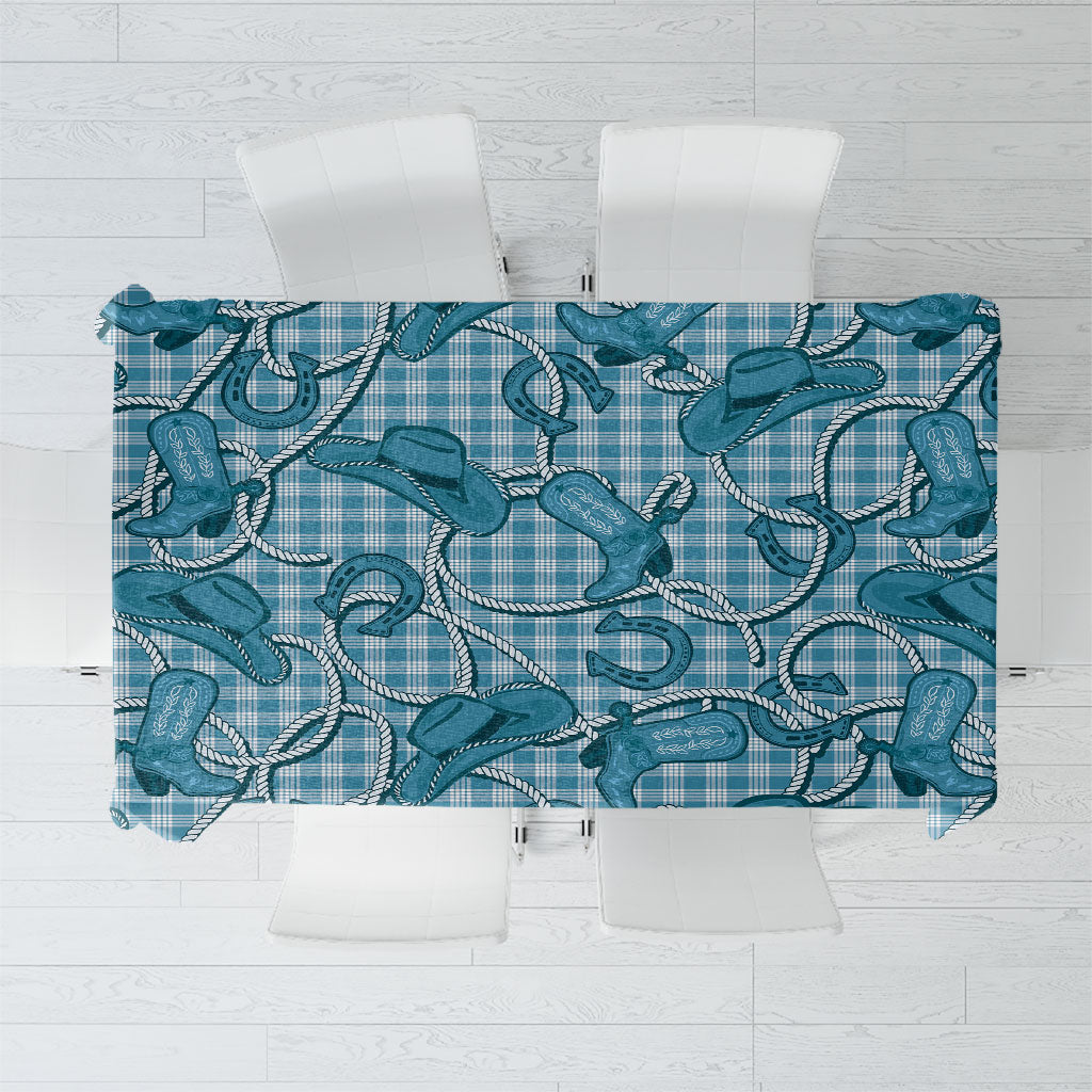 Blue Hawaii Palaka Cowboy Tablecloth Hawaiian Paniolo Festival Spirit