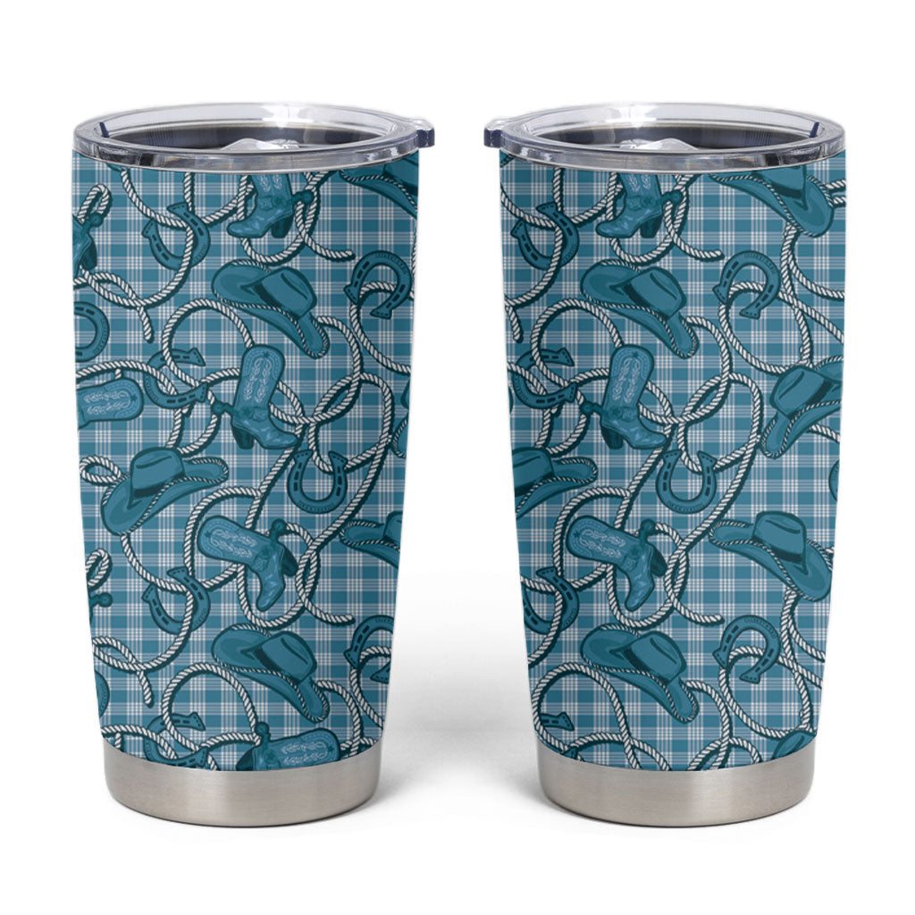 Blue Hawaii Palaka Cowboy Tumbler Cup Hawaiian Paniolo Festival Spirit
