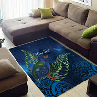 New Zealand Takahe Personalised Area Rug Silver Fern Galaxy Polynesian Pattern