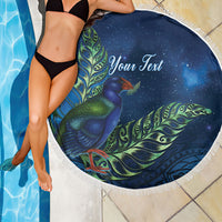 New Zealand Takahe Personalised Beach Blanket Silver Fern Galaxy Polynesian Pattern