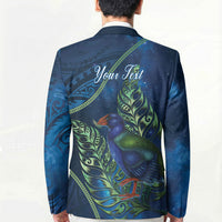New Zealand Takahe Personalised Blazer Silver Fern Galaxy Polynesian Pattern