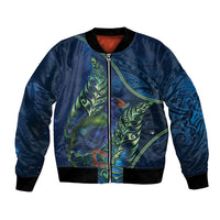 New Zealand Takahe Personalised Bomber Jacket Silver Fern Galaxy Polynesian Pattern