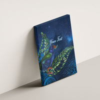 New Zealand Takahe Personalised Canvas Wall Art Silver Fern Galaxy Polynesian Pattern