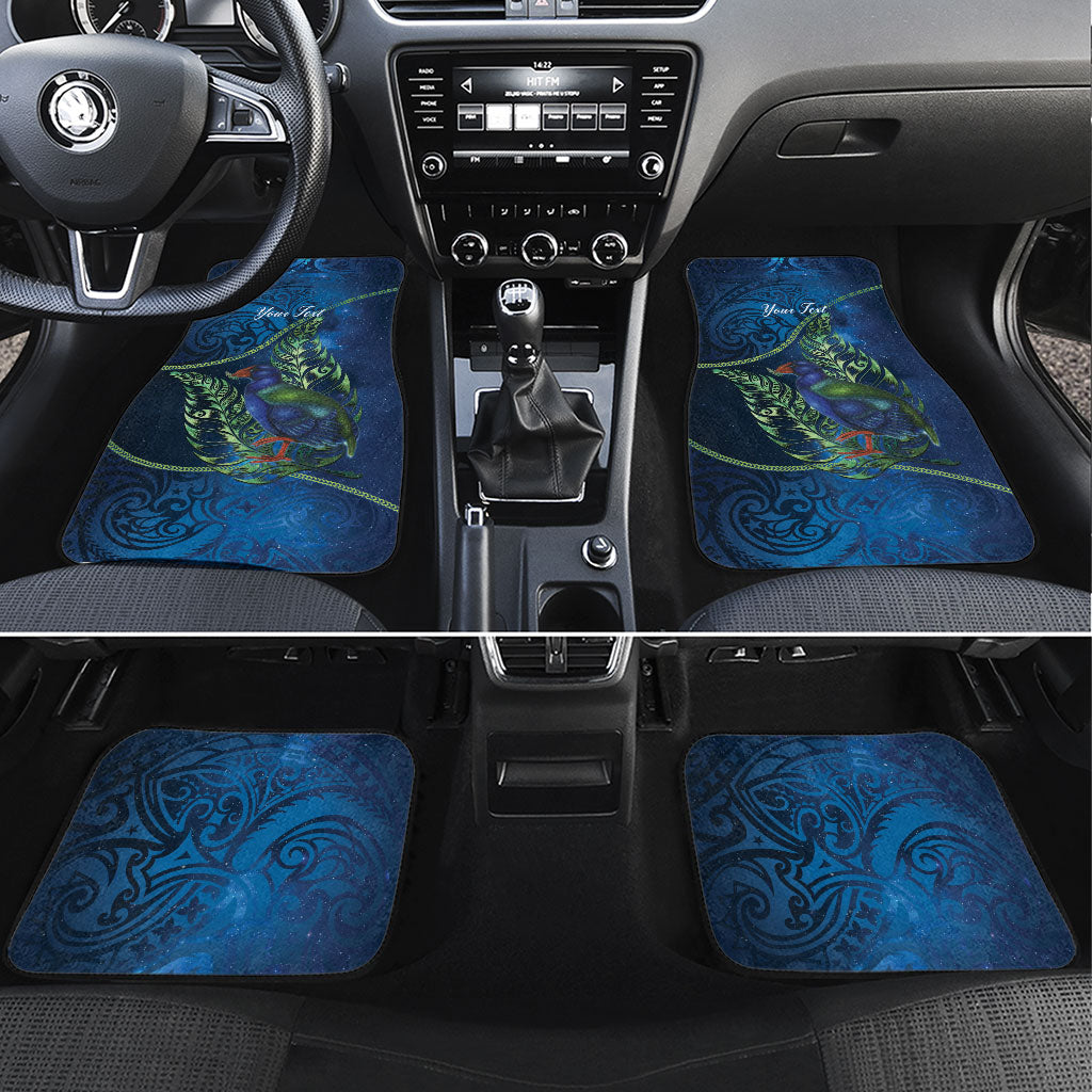 New Zealand Takahe Personalised Car Mats Silver Fern Galaxy Polynesian Pattern