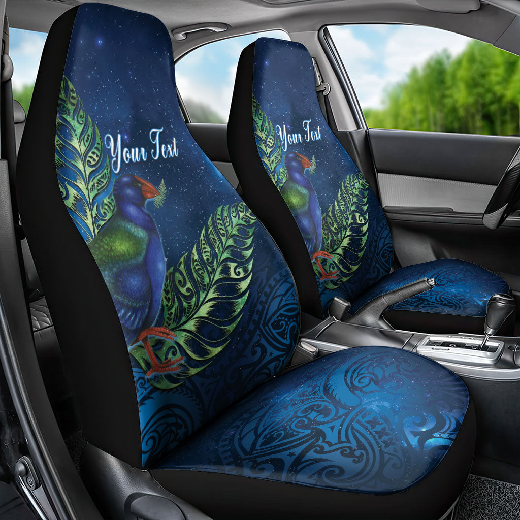 New Zealand Takahe Personalised Car Seat Cover Silver Fern Galaxy Polynesian Pattern