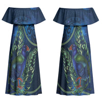 New Zealand Takahe Personalised Couples Matching Off Shoulder Maxi Dress and Hawaiian Shirt Silver Fern Galaxy Polynesian Pattern LT22 - Polynesian Pride