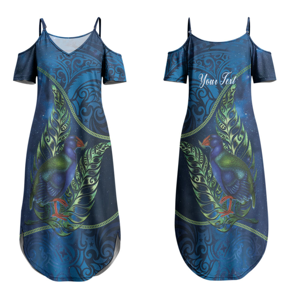 New Zealand Takahe Personalised Couples Matching Summer Maxi Dress and Hawaiian Shirt Silver Fern Galaxy Polynesian Pattern LT22 - Polynesian Pride