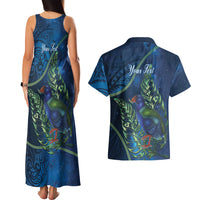 New Zealand Takahe Personalised Couples Matching Tank Maxi Dress and Hawaiian Shirt Silver Fern Galaxy Polynesian Pattern