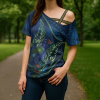 New Zealand Takahe Personalised Cross Shoulder Shirt Silver Fern Galaxy Polynesian Pattern