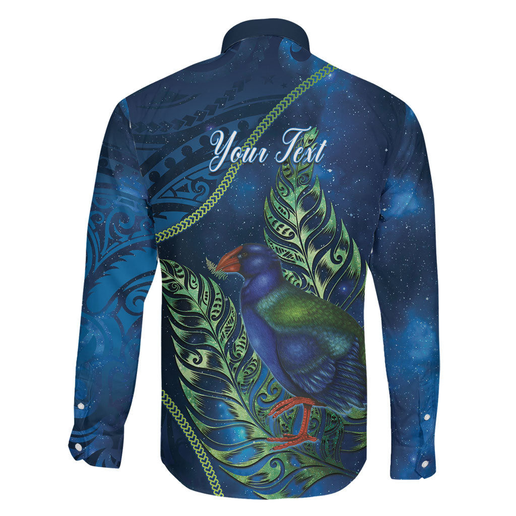 New Zealand Takahe Personalised Family Matching Off The Shoulder Long Sleeve Dress and Hawaiian Shirt Silver Fern Galaxy Polynesian Pattern LT22 - Polynesian Pride