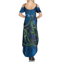 New Zealand Takahe Personalised Family Matching Summer Maxi Dress and Hawaiian Shirt Silver Fern Galaxy Polynesian Pattern