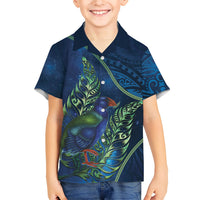 New Zealand Takahe Personalised Hawaiian Shirt Silver Fern Galaxy Polynesian Pattern