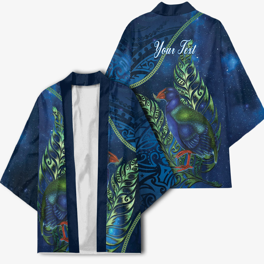 New Zealand Takahe Personalised Kimono Silver Fern Galaxy Polynesian Pattern