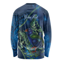 New Zealand Takahe Personalised Long Sleeve Shirt Silver Fern Galaxy Polynesian Pattern