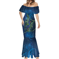 New Zealand Takahe Personalised Mermaid Dress Silver Fern Galaxy Polynesian Pattern
