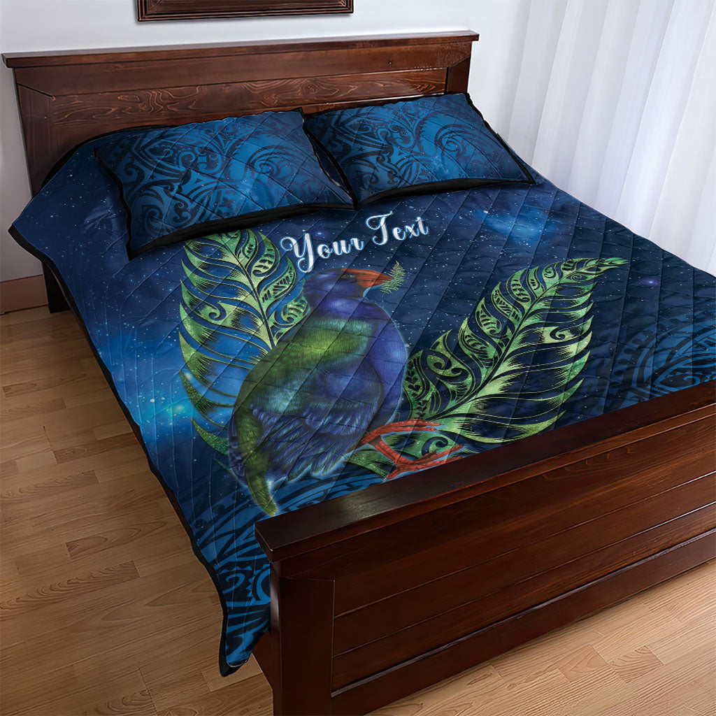 New Zealand Takahe Personalised Quilt Bed Set Silver Fern Galaxy Polynesian Pattern