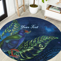 New Zealand Takahe Personalised Round Carpet Silver Fern Galaxy Polynesian Pattern