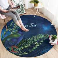 New Zealand Takahe Personalised Round Carpet Silver Fern Galaxy Polynesian Pattern