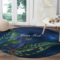 New Zealand Takahe Personalised Round Carpet Silver Fern Galaxy Polynesian Pattern