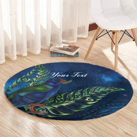 New Zealand Takahe Personalised Round Carpet Silver Fern Galaxy Polynesian Pattern