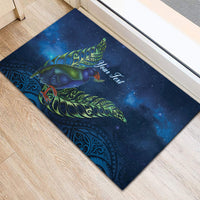 New Zealand Takahe Personalised Rubber Doormat Silver Fern Galaxy Polynesian Pattern