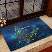 New Zealand Takahe Personalised Rubber Doormat Silver Fern Galaxy Polynesian Pattern