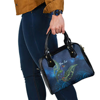 New Zealand Takahe Personalised Shoulder Handbag Silver Fern Galaxy Polynesian Pattern