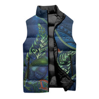 New Zealand Takahe Personalised Sleeveless Puffer Jacket Silver Fern Galaxy Polynesian Pattern