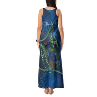 New Zealand Takahe Personalised Tank Maxi Dress Silver Fern Galaxy Polynesian Pattern