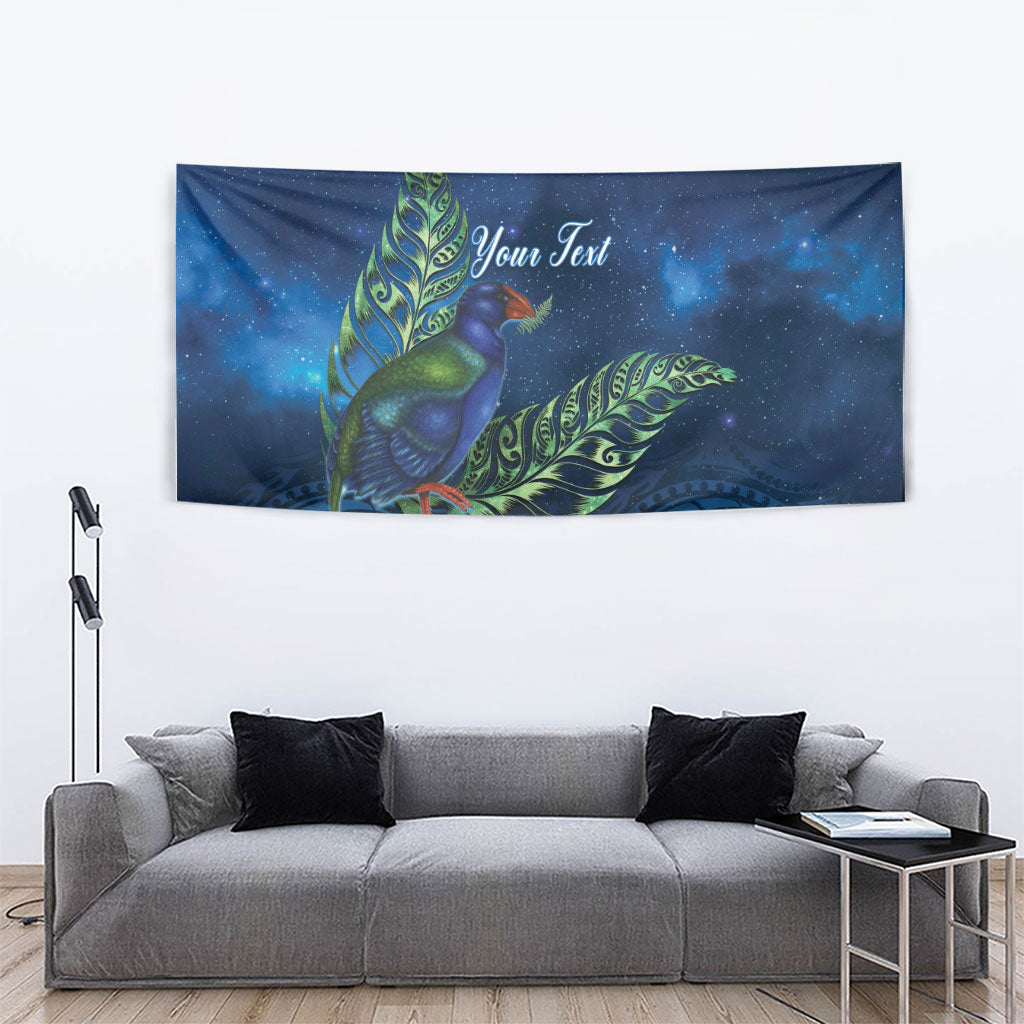 New Zealand Takahe Personalised Tapestry Silver Fern Galaxy Polynesian Pattern