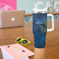New Zealand Takahe Personalised Tumbler With Handle Silver Fern Galaxy Polynesian Pattern