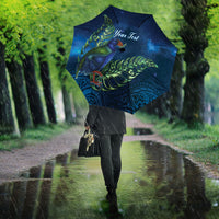 New Zealand Takahe Personalised Umbrella Silver Fern Galaxy Polynesian Pattern