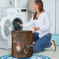 New Zealand Taiaha Laundry Basket Maori Weapon Silver Fern Maori Pattern