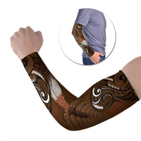 New Zealand Taiaha Arm Sleeves Maori Weapon Silver Fern Maori Pattern