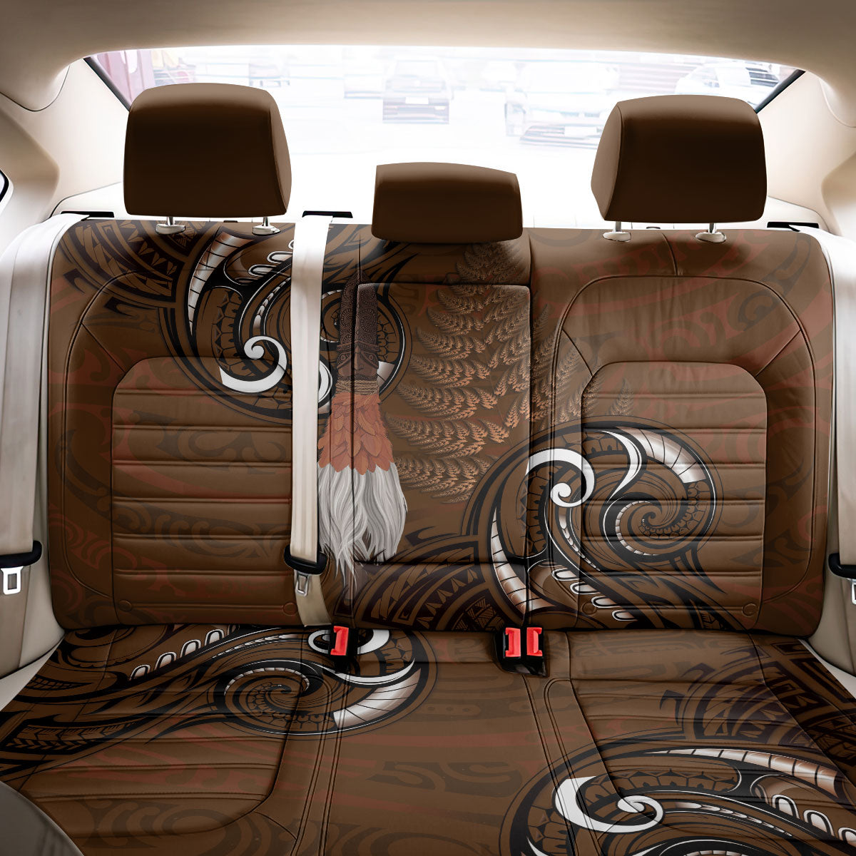 New Zealand Taiaha Back Car Seat Cover Maori Weapon Silver Fern Maori Pattern
