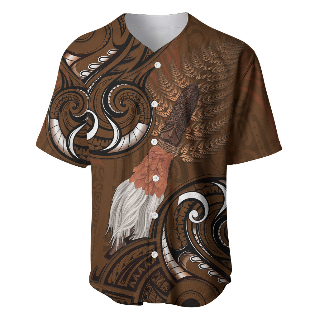 New Zealand Taiaha Baseball Jersey Maori Weapon Silver Fern Maori Pattern
