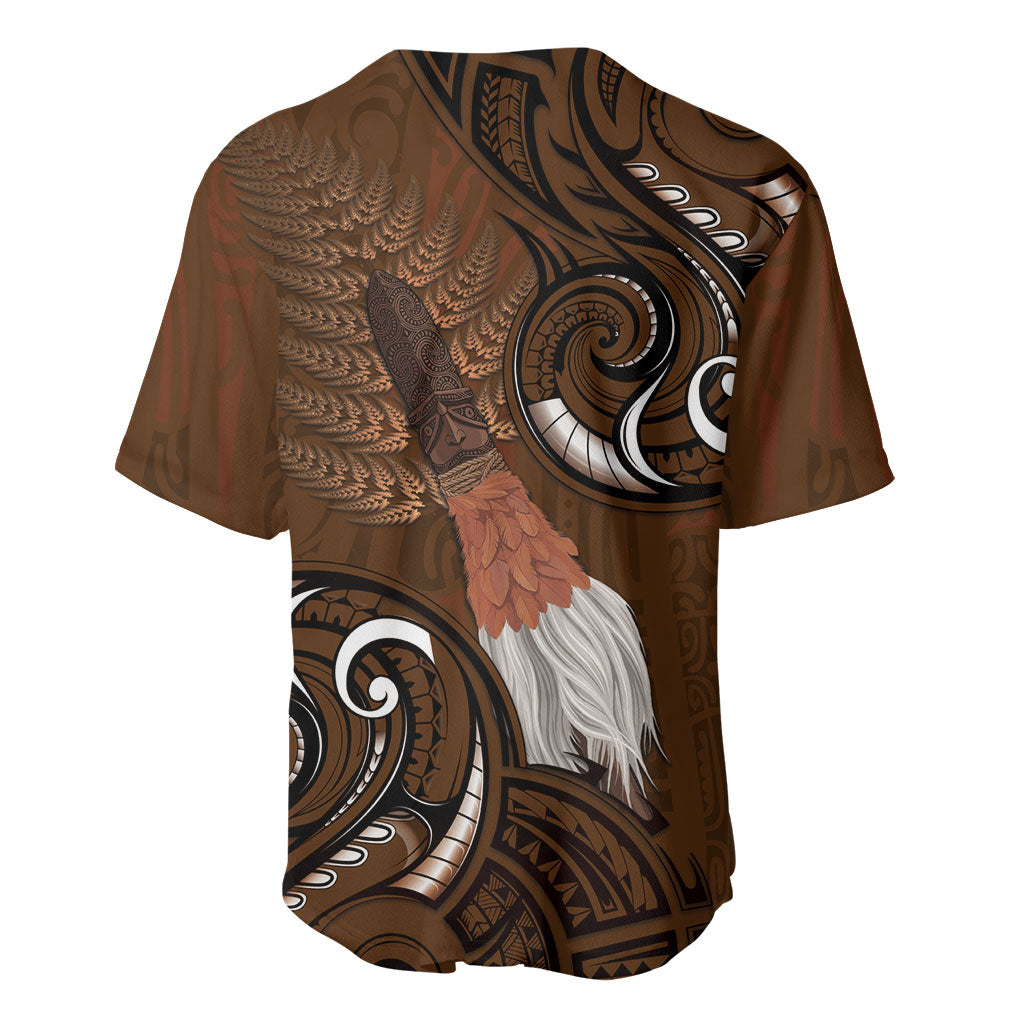 New Zealand Taiaha Baseball Jersey Maori Weapon Silver Fern Maori Pattern