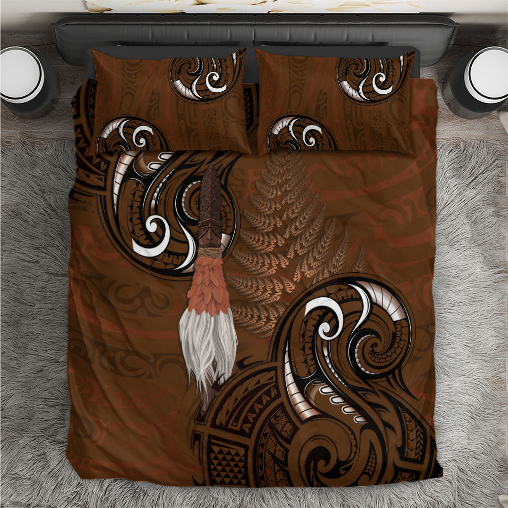 New Zealand Taiaha Bedding Set Maori Weapon Silver Fern Maori Pattern LT22 Brown - Polynesian Pride